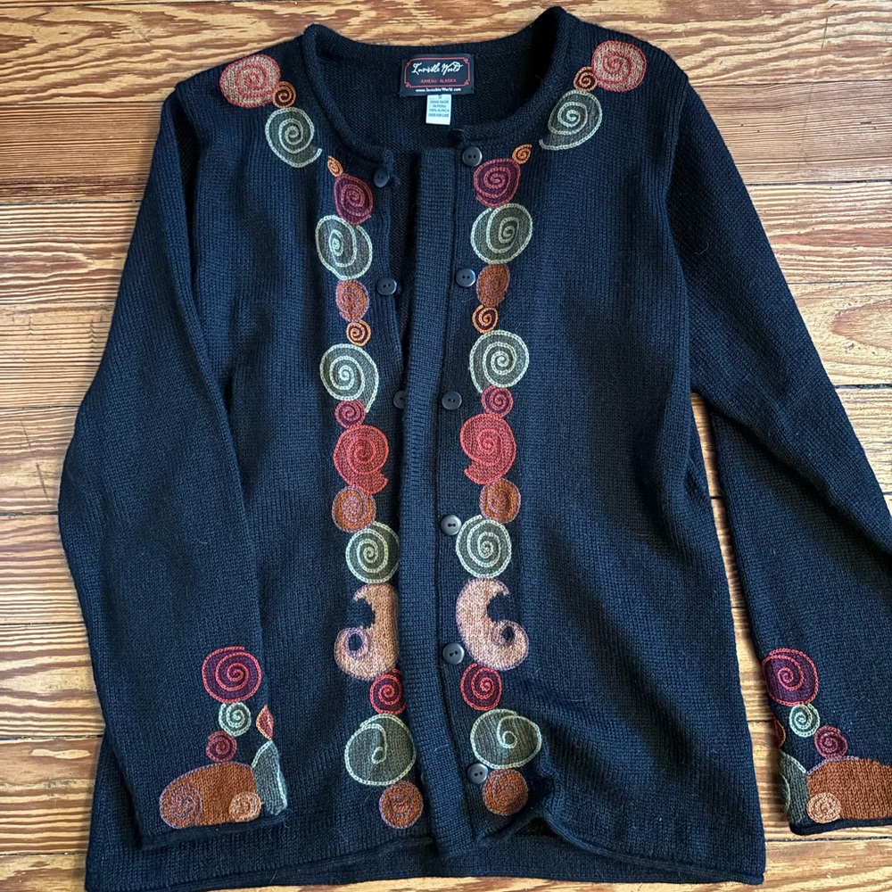 Whimsigoth Embroidered Wool Cardigan